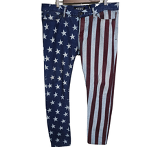 Rude American Flag Denim Jeans Skinny Size 36x31 Red White and Blue  - $32.92