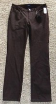 Womens Pants Chaps Brown Straight Flat Front Casual Wide Waist-size 2 - $24.75