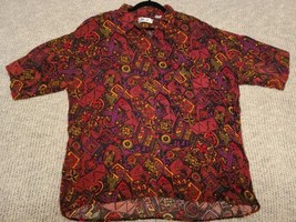 WAYNE SCOTT Rayon Hawaiian XL Shirt All-Over Abstract Rayon Floral Geometric VTG - £11.65 GBP