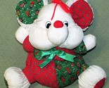 MTY PLUSH CHRISTMAS MOUSE NYLON 10&quot; VINTAGE STUFFED ANIMAL 12&quot; RED GREEN... - £17.69 GBP