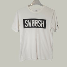 Nike Mens Shirt Large White Swoosh Graphic Short Sleeve - $11.96