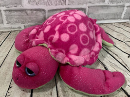 Wild Republic pink green glitter plush sea turtle 2014 polka dots heart eyes - £7.72 GBP
