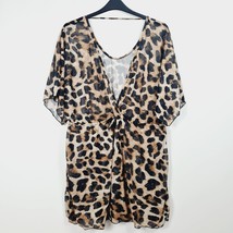 Shein - NEW - Leopard Print Tie Front Cover Up - XLarge - $10.05