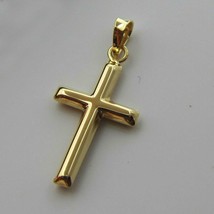 14K Yellow Gold Plated Silver Religious Cross Charm Pendant For Unisex - £36.93 GBP