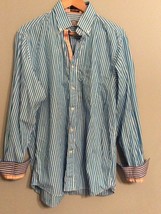 Paul &amp; Shark Yachting Button Shirt Mens 41 Blue Striped Long Sleeve Ital... - $18.99