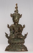 Antigüedad Birmania Estilo Bronce Shan Enlightenment Sentado Estatua de Buda - - £1,609.41 GBP