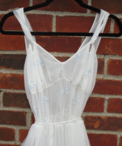 Radcliffe Vintage Nightie Nightgown Nylon 1960s Size 34 Ruffled Hem Blue Flowers - £27.69 GBP