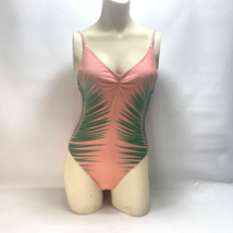 xhilaration Womens One Piece Swimsuit Small Pink with Palm Leaves Lightly Padded - £9.31 GBP