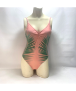 xhilaration Womens One Piece Swimsuit Small Pink with Palm Leaves Lightl... - £8.99 GBP