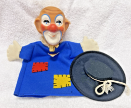 Vintage Steiff Clown w Black Hat Hand Puppet w Tag Royal Blue w Patches - $39.11