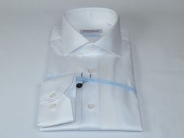 Men 100% Italian Cotton Shirt No Iron SORRENTO Slim Fit Spread Collar 2740 White image 3
