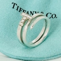 Size 6.5 Tiffany T Square Wrap Diamond Ring Band in Sterling Silver - $849.15