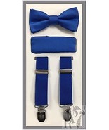 Royal NEW Boy&#39;s Clip Suspender Bow tie &amp; Pocket Square Handkerchief 3 pi... - $18.27