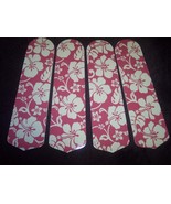 CUSTOM CEILING FAN WITH PINK TROPICAL HIBISCUS FLOWER ~ HAWAIIAN LAUA - $2,204.94 MXN