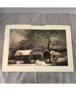 1981 Travelers Calendar Currier &amp; Ives Print 11x16” New Haven Snowy Land... - $8.50