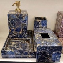 Sodalite Agate Bathroom Set 5 Pcs Set Handmade Contemporary For Home Dec... - £707.47 GBP