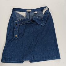 Talbots Petites Women's Blue Cotton Front Zipper Denim Skirt Pockets Size 8 image 9