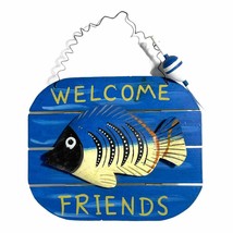 Carved Wooden Fish Welcome Friengs Sign - $15.00