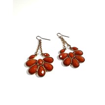 Floral Fall Vintage Drop Earrings Faceted Women Jewelry Costume Orange G... - £11.03 GBP