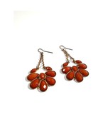 Floral Fall Vintage Drop Earrings Faceted Women Jewelry Costume Orange G... - £11.20 GBP