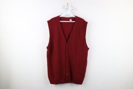 Vintage 90s Streetwear Mens 2XL Faded Blank Thermal Waffle Knit Sweater Vest Red - £42.77 GBP