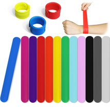 Novelty Place 12Pcs Silicone Rainbow Slap Bracelets Party Wrist Strap - £7.04 GBP