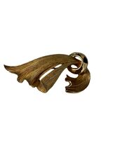 Vintage Lisner Gold Tone Abstract Leaf Brooch Mid Century Modern Swirl Pin - $21.60