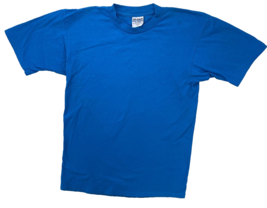 Gildan Vintage T-Shirt Mens Size Large Blue Blank Canada Made 1990&#39;s Heavy - $17.81