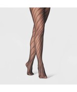 Women&#39;s Ribbon Sheer Tights - A New Day Black S/M - £8.17 GBP