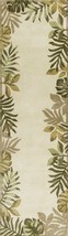 2 X 8 Ivory Leaves Bordered Wool Runner Rug - €192,00 EUR
