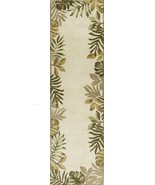 2&#39; X 8&#39; Ivory Leaves Bordered Wool Runner Rug - €192,00 EUR