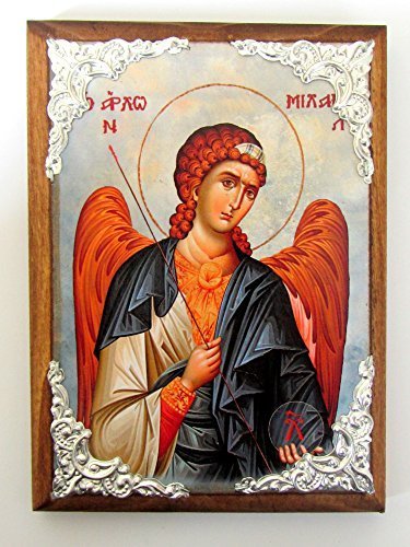 Wooden Greek Christian Orthodox Wood Icon of Archangel Michael / AM30