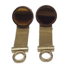 Dante Cufflinks Gold Tone Amber Stone Mesh Wrap Around Has Wear vintage  - $5.52