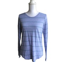 Sonoma Women&#39;s Casual Long Sleeve T Size S Blue Striped Lightweight - £15.38 GBP