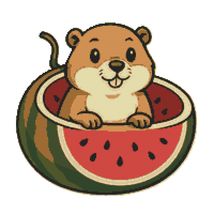 A happy gopher eats a watermelon - Cross Stitch Pattern - Instant Download - $5.00