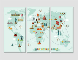 Travel World Map for Kids Room Decor Children World Map Canvas Print Children Ma - £39.78 GBP