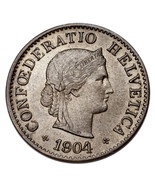 1904 Switzerland 5 Rappen Coin (About Uncirculated, AU Condition) KM# 26 - $103.95