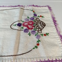 Vintage Embroidered Dresser Scarf with Crocheted Edge - £8.66 GBP