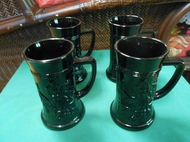 Great Black Amethyst  Set of 4.... 6&quot; MUGS &quot;Ole Men at Tavern&quot; design - £17.87 GBP