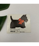 Vintage 80s Dept 56 Scottie Dog Sticker Black Red Bow Puppy Small Terrier - £8.59 GBP