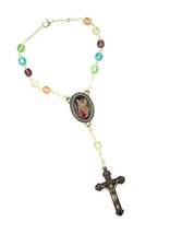 Auto Rosary Multi Color Glass Prayer Bead with Guardian 5 - £43.88 GBP