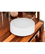 White Six Piece Round Pebbled Porcelain Service For Six Dinner Plate Set - $2,831.87 MXN