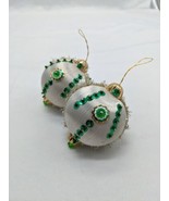 Set Of (2) Vintage Christmas Holiday Handmade Push Pin Ornaments 2 1/2&quot; - £11.10 GBP