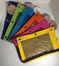 School Smarts Zippered Pencil Pouches With Mesh &amp; Plastic Asst Colors 30 Pieces - £9.33 GBP