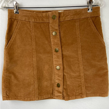Altar&#39;d State Corduroy Snap Front Mini Skirt Camel Pockets Stretch Women XS - $15.74