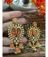 Indian Bollywood Minakari Kundan Chandbali Jumka Bridal Earrings Jewelry Set - $29.99