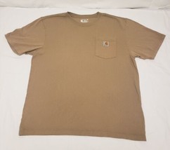 Carhartt T Shirt Loose Fit Short Sleeve Pocket Crewneck Mens Size Large Tan - $12.44