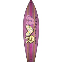 Peace Love Flip Flops Novelty Mini Metal Surfboard Sign - £13.51 GBP