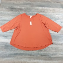 Cupio Womens 2XL Short 2/3 Sleeve Shirt Pumpkin Orange Round Neck Office... - £14.45 GBP