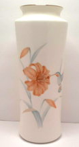 Otagiri Tiger Lily and Hummingbird Flower Vase 10.5"x4" Gold Trimmed Japan - £16.50 GBP